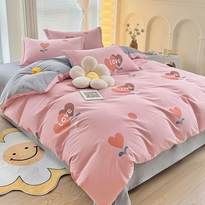 91家纺网 家纺一手货源 找家纺 优尚家纺 2025新款全棉纯棉磨毛单品被套四季款 绯心绣语