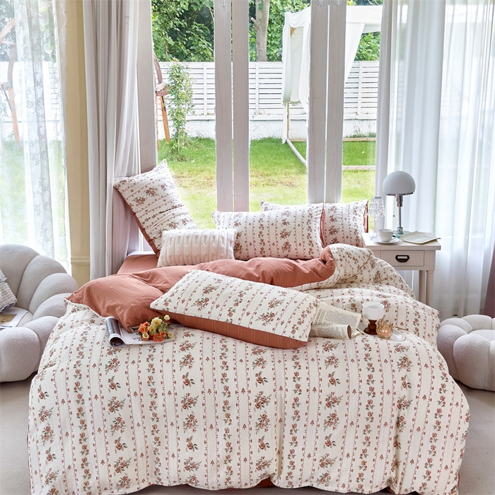 91家纺网 家纺一手货源 找家纺 富之航 2024新款云纱棉四件套现货供应 米图