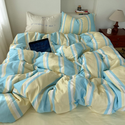 91家纺网 家纺一手货源 找家纺 （总）桃喜 2024新款ins风全棉混搭四件套系列