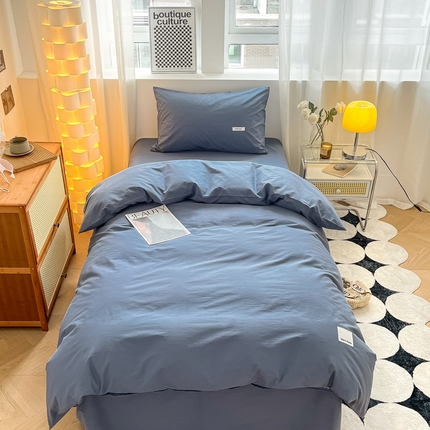 91家纺网 家纺一手货源 找家纺 （总）蓝邻家纺 2024新款纯色水洗棉贴标四件套