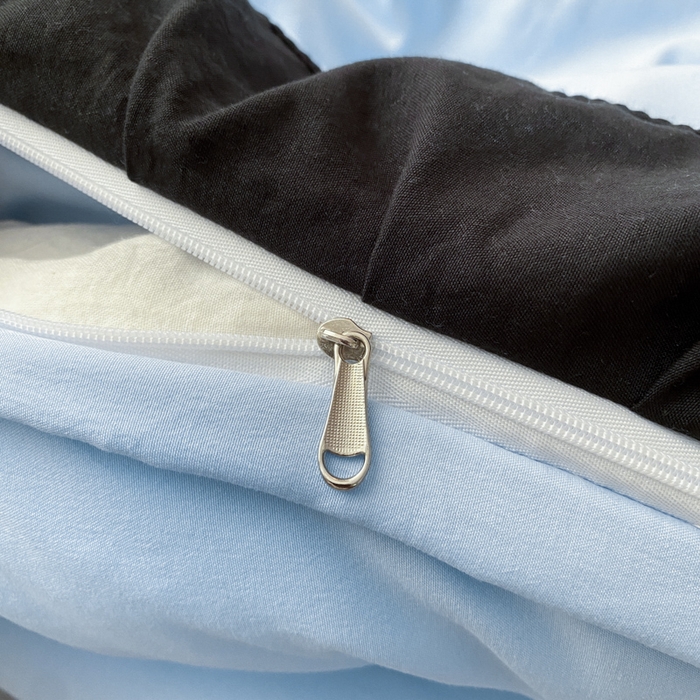 91家纺网 家纺一手货源 找家纺 泉欣家纺 2024新品韩式公主风毛巾绣花水洗棉四件套（专板花型） 字母樱桃  浅蓝