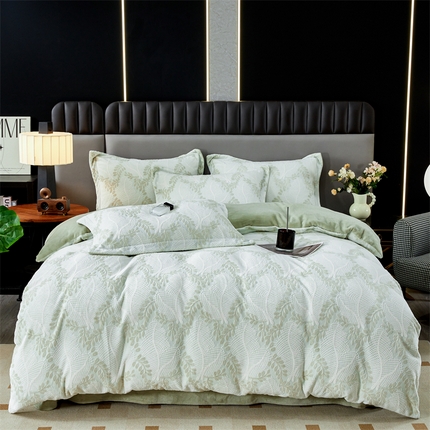 2024新款A类8斤雕花绒牛奶绒四件套 秋思-绿