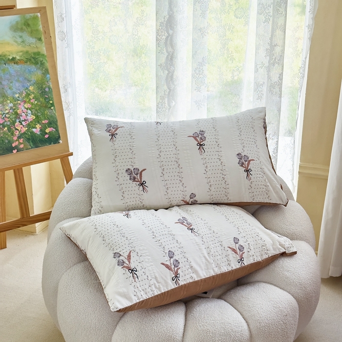 91家纺网 家纺一手货源 找家纺 富之航 2024新款云纱棉四件套现货供应 花艺咖