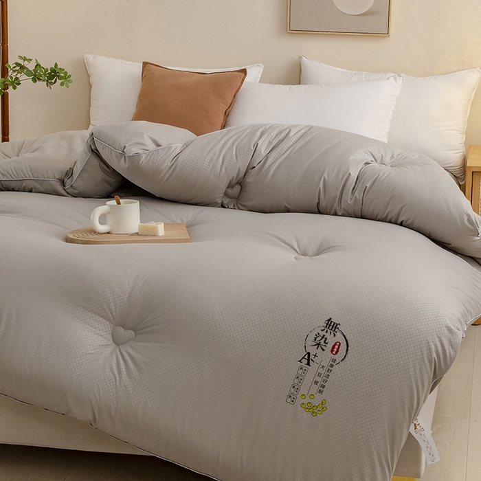 91家纺网 家纺一手货源 找家纺 优尚 2025新款华夫格水洗棉大豆被 绅士灰