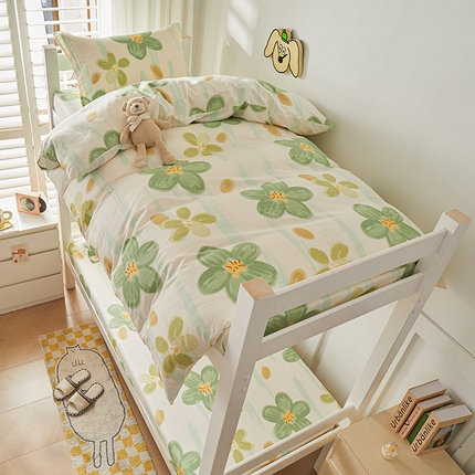 名优家纺 2024新款全棉三件套学生宿舍上下铺套件 半夏花语