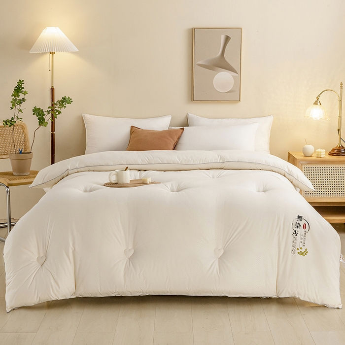 91家纺网 家纺一手货源 找家纺 优尚 2025新款华夫格水洗棉大豆被 优雅白