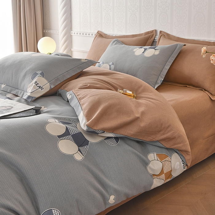 91家纺网 家纺一手货源 找家纺 优尚家纺 2025新款全棉纯棉磨毛单品被套四季款 星辉熊语