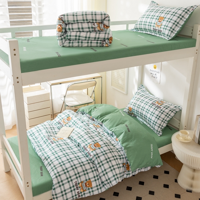 91家纺网 家纺一手货源 找家纺 卡迪亚家纺 2024新款全棉学生三件套 布朗尼