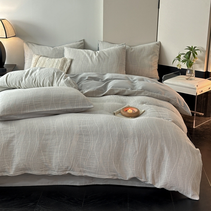 91家纺网 家纺一手货源 找家纺 （总）博雅 2024新款全棉提花三层纱磨毛四件套（上图送2000元货款）