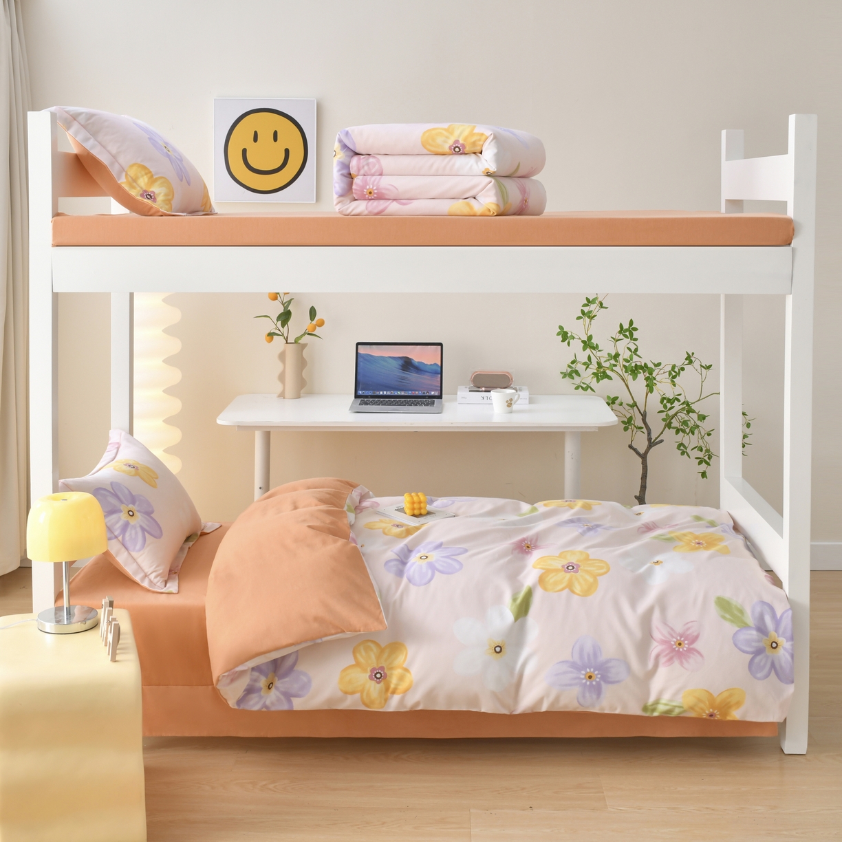 91家纺网 家纺一手货源 找家纺 优尚 2025全棉纯棉磨毛喷气印花学生三件套 花语甜心-粉