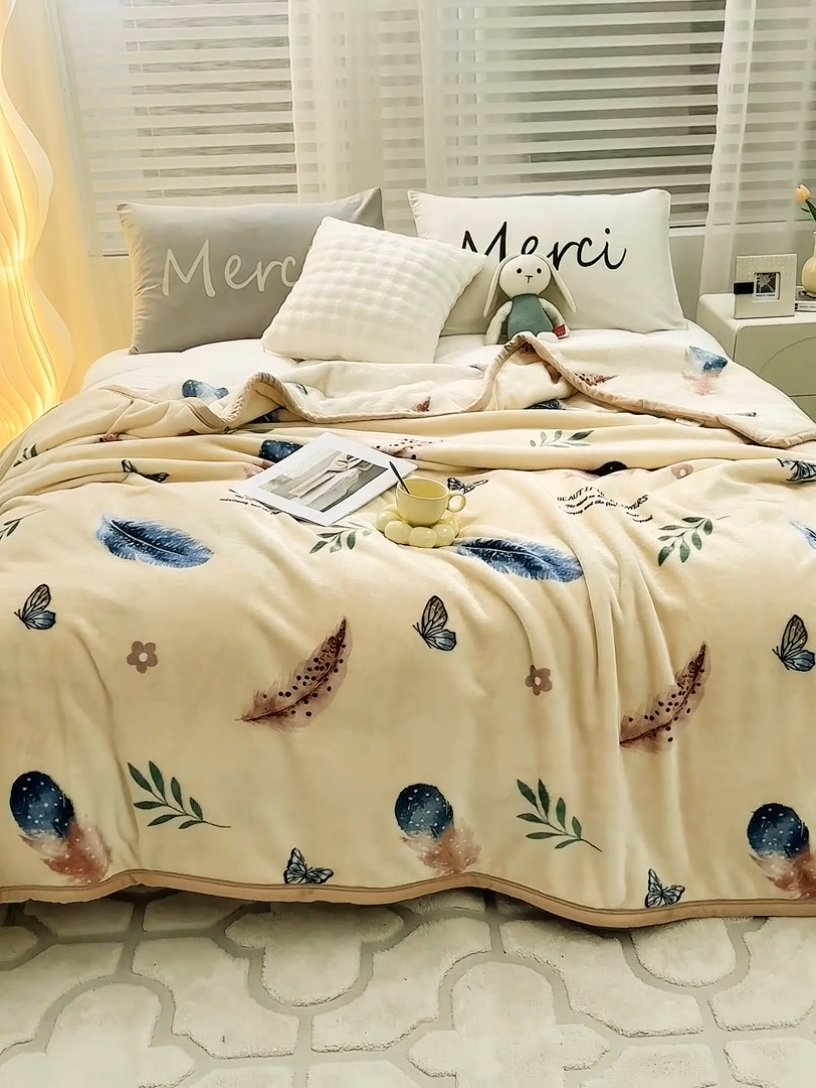 91家纺网 家纺一手货源 找家纺 悦织湾家纺 2025新款云貂绒毛毯印花系列（总花型） 轻舞飞扬