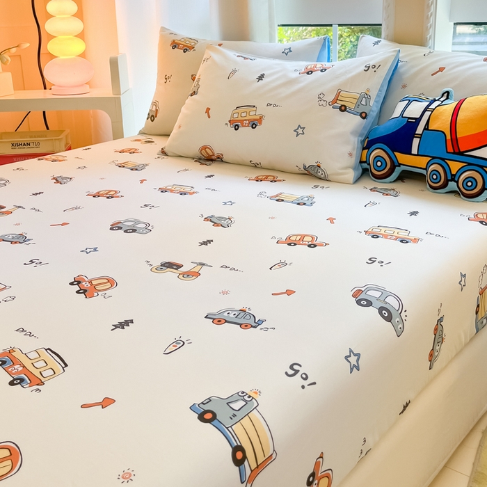 91家纺网 家纺一手货源 找家纺 博雅 2024新款全棉宇航员印花单床笠单被套 小汽车