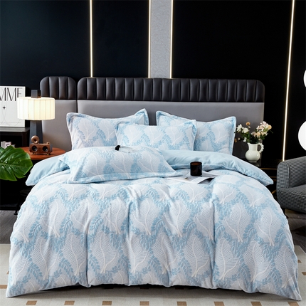 91家纺网 家纺一手货源 找家纺 2024新款A类8斤雕花绒牛奶绒四件套 秋思-蓝