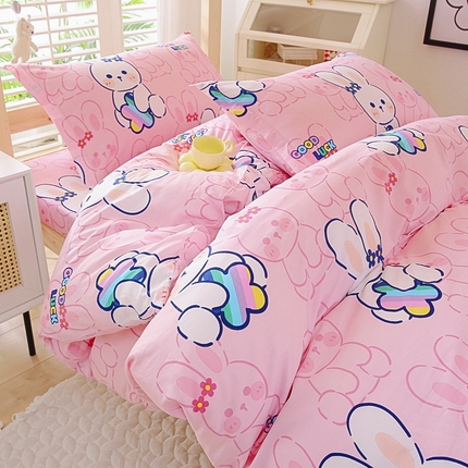 名优家纺 2024新款全棉三件套学生宿舍上下铺套件 恋爱小兔