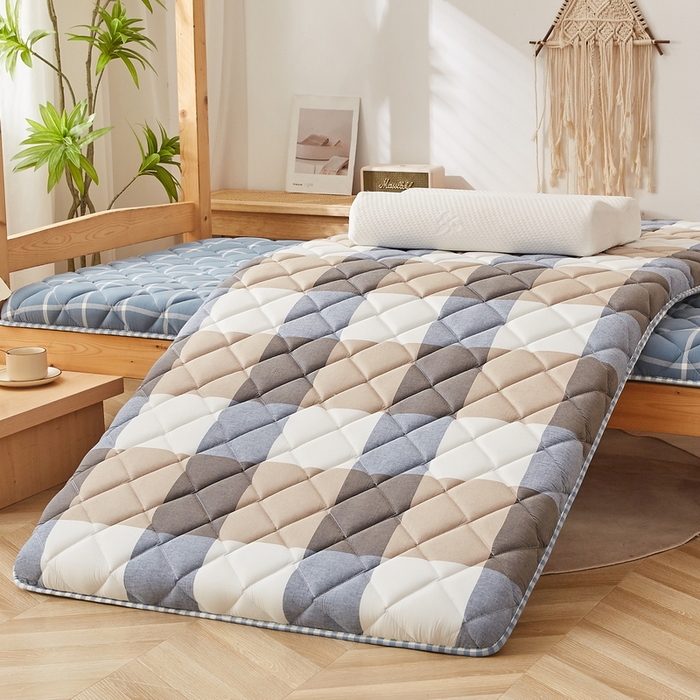 91家纺网 家纺一手货源 找家纺 迪乐妮 2024新款单人床乳胶椰棕床垫 蓝大格