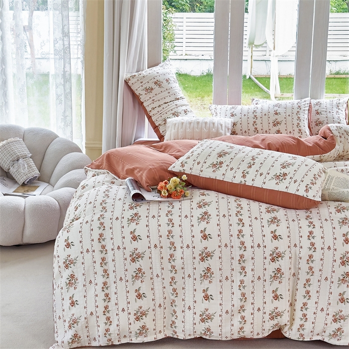 91家纺网 家纺一手货源 找家纺 富之航 2024新款云纱棉四件套现货供应 米图