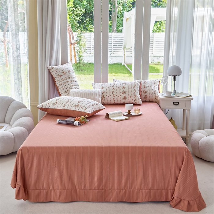 91家纺网 家纺一手货源 找家纺 富之航 2024新款云纱棉四件套现货供应 复古玫瑰