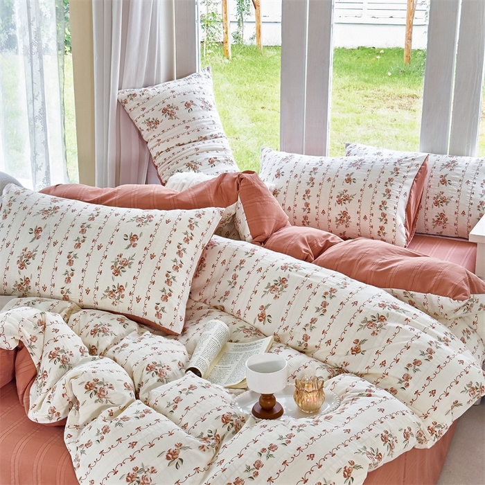 91家纺网 家纺一手货源 找家纺 富之航 2024新款云纱棉四件套现货供应 米图