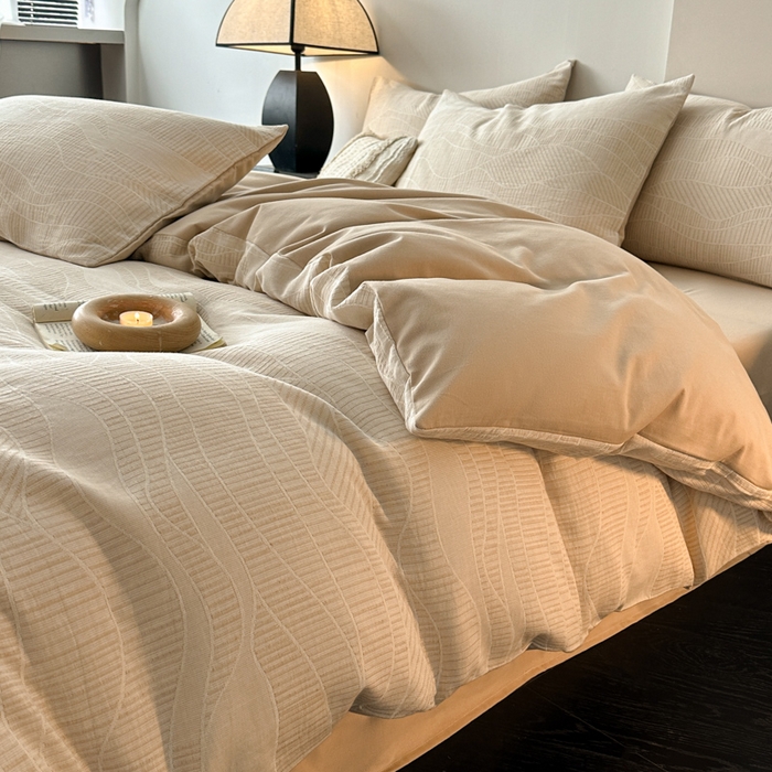 91家纺网 家纺一手货源 找家纺 博雅 2024新款全棉提花三层纱磨毛四件套（上图送2000元货款） 塞纳河畔（米）