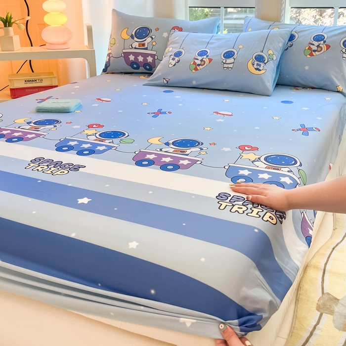 91家纺网 家纺一手货源 找家纺 博雅 2024新款全棉宇航员印花单床笠单被套 宇航员