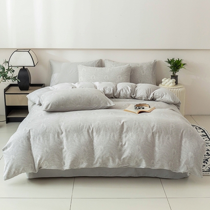 倾慕家纺 2024新款A类提花全棉3D立体简约纯棉单枕套被套套件系列-四件套 素雅风情