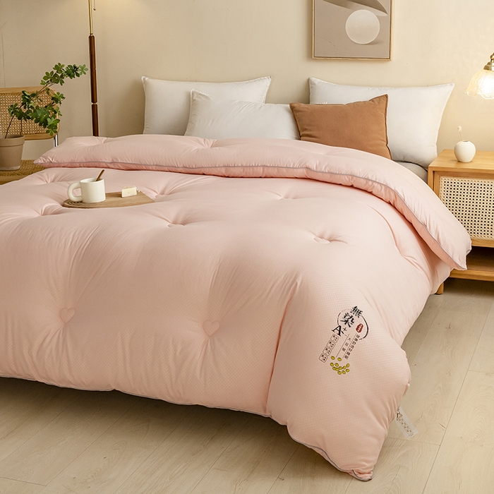 91家纺网 家纺一手货源 找家纺 优尚 2025新款华夫格水洗棉大豆被 香妃玉