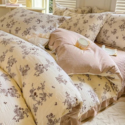 91家纺网 家纺一手货源 找家纺 （总）富之航家纺 2024爆款提花四件套云彩棉提花床盖四件套