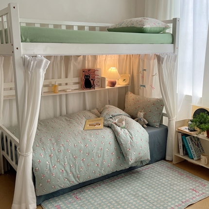 91家纺网 家纺一手货源 找家纺 （总）繁花 2024新款亲肤水洗棉学生宿舍三件套四件套