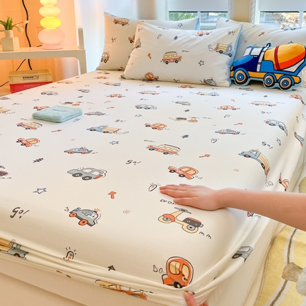博雅 2024新款全棉宇航员印花单床笠单被套 小汽车