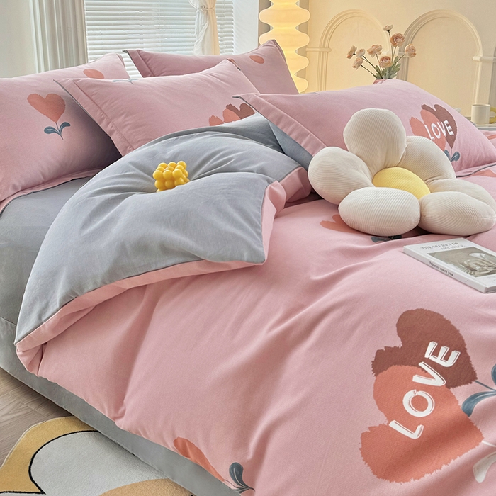 91家纺网 家纺一手货源 找家纺 优尚家纺 2025新款全棉纯棉磨毛单品被套四季款 绯心绣语