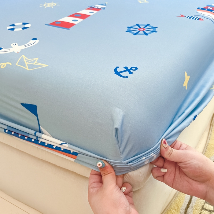 91家纺网 家纺一手货源 找家纺 博雅 2024新款全棉宇航员印花单床笠单被套 扬帆起航