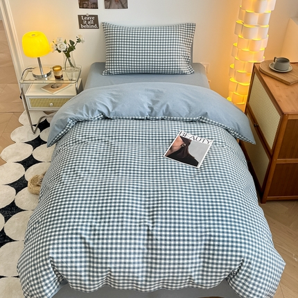 91家纺网 家纺一手货源 找家纺 （总）蓝邻家纺 2024新款纯色水洗棉贴标四件套