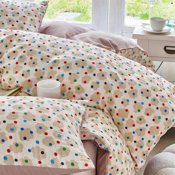 91家纺网 家纺一手货源 找家纺 富之航 2024新款云纱棉四件套现货供应 满天星