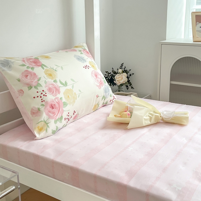 91家纺网 家纺一手货源 找家纺 蓝邻家纺 2024新款小清新印花全棉四件套学生宿舍三件套 筱薇