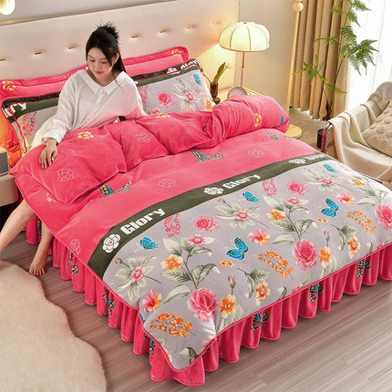 91家纺网 家纺一手货源 找家纺 总 馨梦缘 2025新款牛奶绒四件套法莱绒四件套珊瑚金貂绒四件套小包边四件套