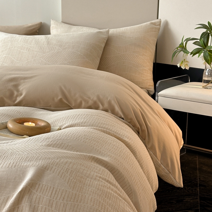 91家纺网 家纺一手货源 找家纺 博雅 2024新款全棉提花三层纱磨毛四件套（上图送2000元货款） 塞纳河畔（米）