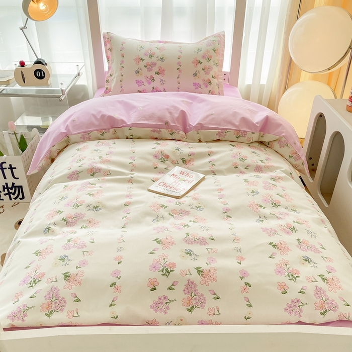 91家纺网 家纺一手货源 找家纺 卡迪亚家纺 2024新款全棉学生三件套 花香