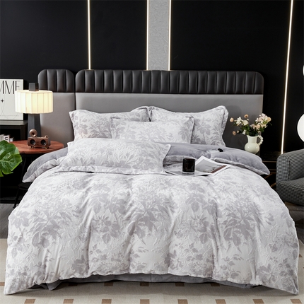 2024新款A类8斤雕花绒牛奶绒四件套 繁花-灰