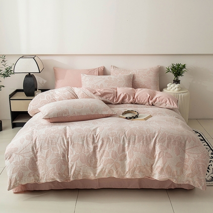 倾慕家纺 2024新款A类提花全棉3D立体简约纯棉单枕套被套套件系列-四件套 繁花