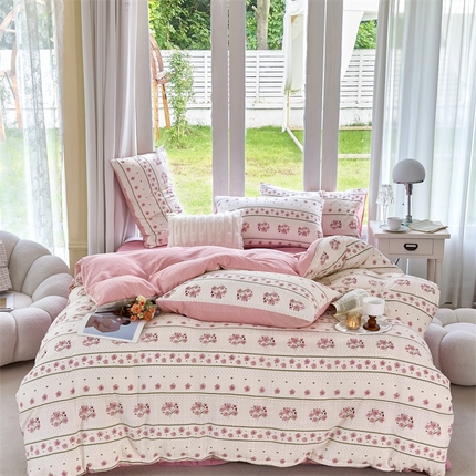 富之航 2024新款云纱棉四件套现货供应 绮梦花园