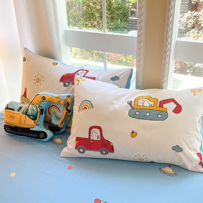 91家纺网 家纺一手货源 找家纺 博雅 2024新款全棉宇航员印花单床笠单被套 汽车派对