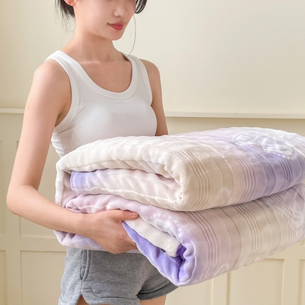 言熙居家纺 2024新款AB版多功能盖毯被套 蝴蝶-粉紫