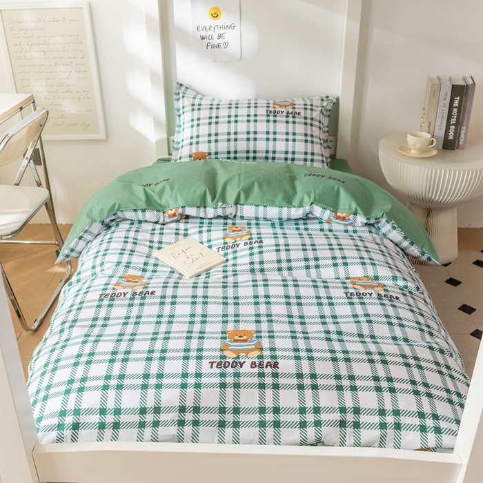 91家纺网 家纺一手货源 找家纺 卡迪亚家纺 2024新款全棉学生三件套 布朗尼