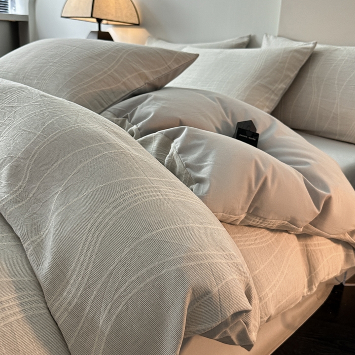 91家纺网 家纺一手货源 找家纺 （总）博雅 2024新款全棉提花三层纱磨毛四件套（上图送2000元货款）