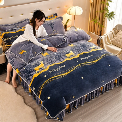 91家纺网 家纺一手货源 找家纺 总 馨梦缘 2025新款牛奶绒四件套法莱绒四件套珊瑚金貂绒四件套小包边四件套