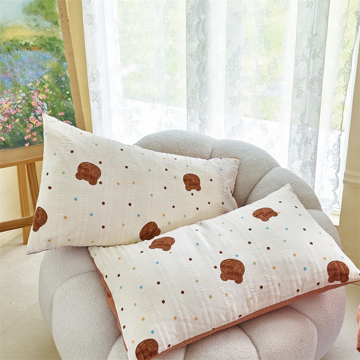 91家纺网 家纺一手货源 找家纺 富之航 2024新款云纱棉四件套现货供应 波点小熊