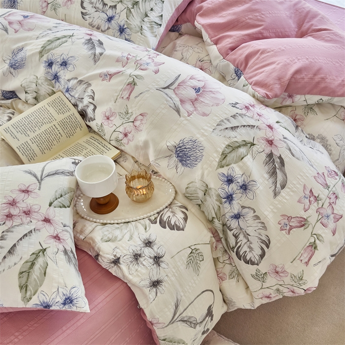 91家纺网 家纺一手货源 找家纺 富之航 2024新款云纱棉四件套现货供应 江南