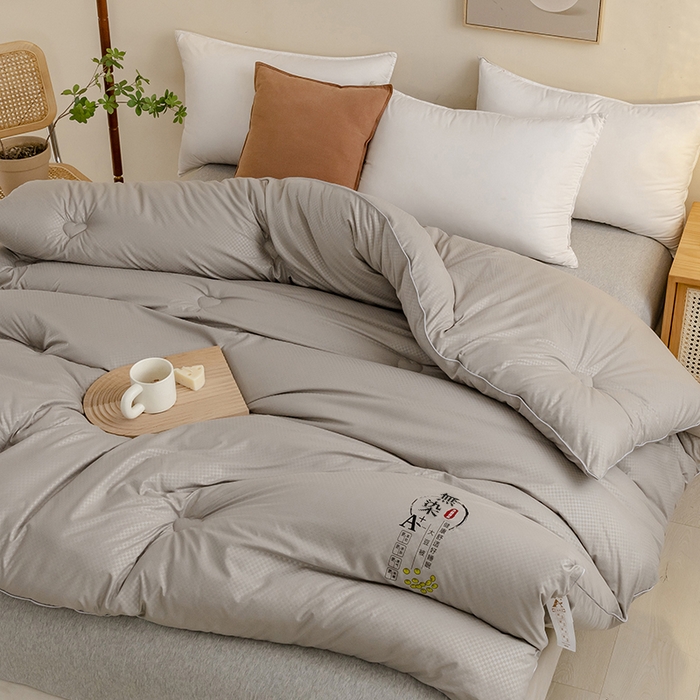 91家纺网 家纺一手货源 找家纺 优尚 2025新款华夫格水洗棉大豆被 绅士灰