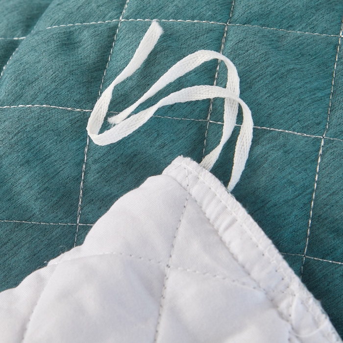 91家纺网 家纺一手货源 找家纺 罗艺轩 2024新款色织蕾丝夹棉床裙款四件套-皇家贵族 皇家贵族-黛绿色