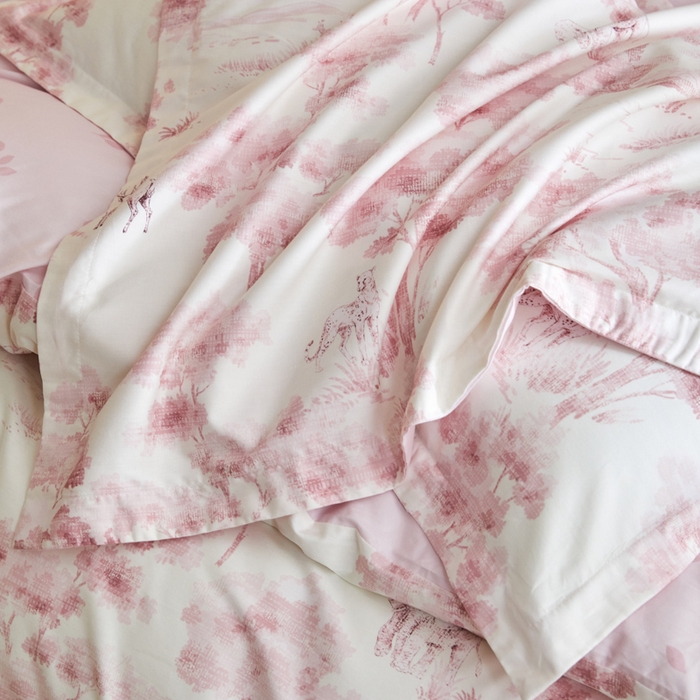 91家纺网 家纺一手货源 找家纺 2024新款小清新全棉印花四件套-68系列 F花涧-粉